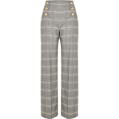 River Island Petite - Pantalon Large à Carreaux Gris