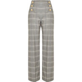 River Island Petite - Pantalon Large à Carreaux Gris