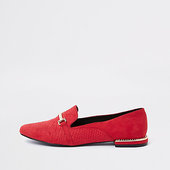 River Island Mocassins Rouges Effet Croco à Mors Ornés De Pierres Fantaisie