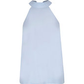 River Island Petite - Top En Satin Bleu Clair Dos Nu Avec Liens à Nouer