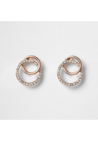 River Island Boucles D'oreilles Or Rose Effet Entrelacé Ornées De Strass