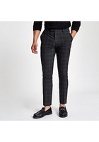 River Island Pantalon Skinny Habillé à Carreaux Gris Foncé