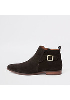 River Island Bottines Chelsea En Daim Marron Avec Boucle