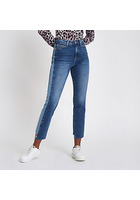 River Island Bella - Jean Droit Bleu Moyen à Empiècements