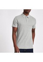 River Island Polo Slim Gaufré Gris