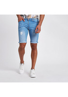 River Island Short En Jean Skinny Bleu Clair Déchiré