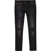 River Island Big & Tall - Jean Skinny Noir Déchiré