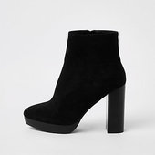 River Island Bottes Noires à Plateforme Et Talon Carré