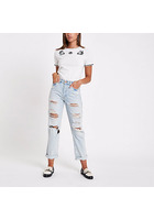 River Island T-shirt Imprimé Oiseau Blanc Orné