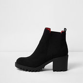 River Island Bottes En Simili Daim Noir à Semelles épaisses, Coupe Large