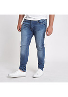 River Island Big & Tall - Sid - Jean Skinny Délavage Bleu Moyen