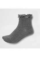 River Island Chaussettes Grises à Volant En Dentelle