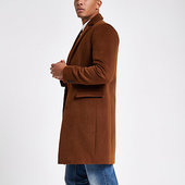 River Island Pardessus Marron Boutonné