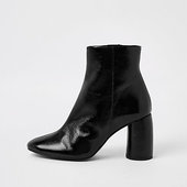 River Island Bottines En Cuir Brillant Noires à Talon Rond