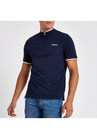 River Island Gola - T-shirt Bleu Marine Zippé à Col Cheminée