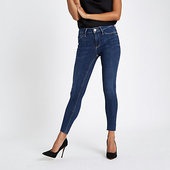 River Island Petite - Molly - Jegging Skinny Bleu à Délavage Moyen