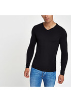 River Island T-shirt Ajusté Noir Col V