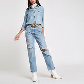 River Island Light Blue Denim Button-up Shacket