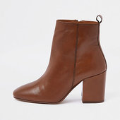 River Island Bottines Marron Clair à Talon Carré