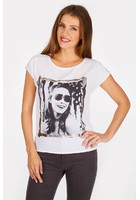 T-shirt Sérigraphie Et Brillance Blanc Femme Taille 3 - Scottage