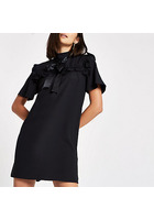River Island Robe Trapèze Noire à Manches Courtes Et Nœud-papillon
