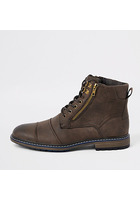 River Island Bottes Militaires Marron Foncé à Lacets