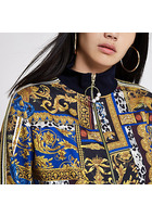 River Island Veste En Néoprène Imprimé Foulard Bleu Marine Zippée