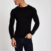 River Island Pull Ras-du-cou Ajusté Noir