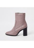 River Island Bottines En Cuir Beiges à Talons