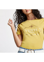 River Island T-shirt Ajusté Imprimé « venti Italia » Jaune