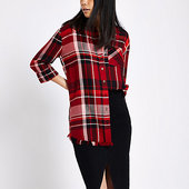 River Island Chemise à Carreaux Rouge Et Ourlet Plongeant