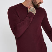 River Island Pull Slim Rouge Foncé Avec Motif Guêpe Brodé