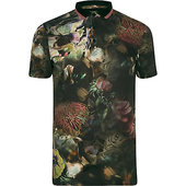 River Island Polo Ajusté à Fleurs Noir