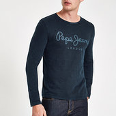River Island Pepe Jeans - T-shirt Bleu à Manches Longues