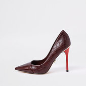 River Island Escarpins Imprimé Croco Rouge Foncé à Bride Enveloppante