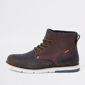 River Island Levi's - Bottines En Cuir Marron Foncé à Lacets