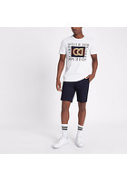 River Island Short Chino Slim Bleu Marine à Ceinture