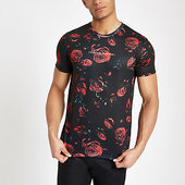 River Island Criminal Damage - T-shirt à Imprimé Roses Noir