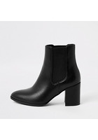 River Island Bottes Pointues Noires à Talon Carré Coupe Large