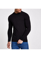 River Island T-shirt Noir Ajusté à Manches Longues