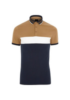 River Island Polo Slim Marron Clair Effet Colour Block