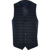 River Island Big And Tall - Gilet à Carreaux Slim bleu Marine