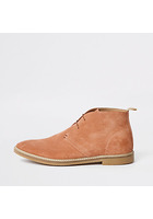 River Island Desert Boots En Daim Rose à œillets