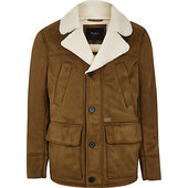 River Island Pepe Jeans - Veste Marron à Doublure Peau De Mouton