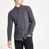 River Island Chemise Grand-père Ajustée « r96 » Gris Foncé