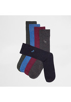 River Island Lot De Chaussettes Bleu Marine Avec Broderie Cerf