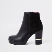 River Island Bottines Noires à Talon Carré Avec Cuir Synthétique