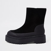 River Island Bottes En Daim Noires à Semelle épaisse