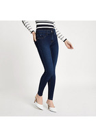 River Island Petite - Molly - Jegging Bleu Délavage Moyen