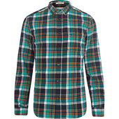 River Island Wrangler - Chemise Manches Longues à Carreaux Bleue